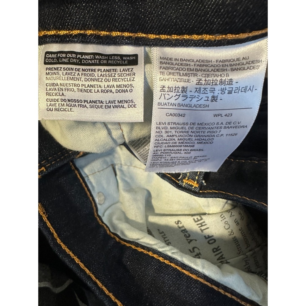 Levi's 512 Slim Taper Mens Jeans Dark Wash Indigo Stretch Denim 34 x 34 5 Pocket - Picture 5 of 14